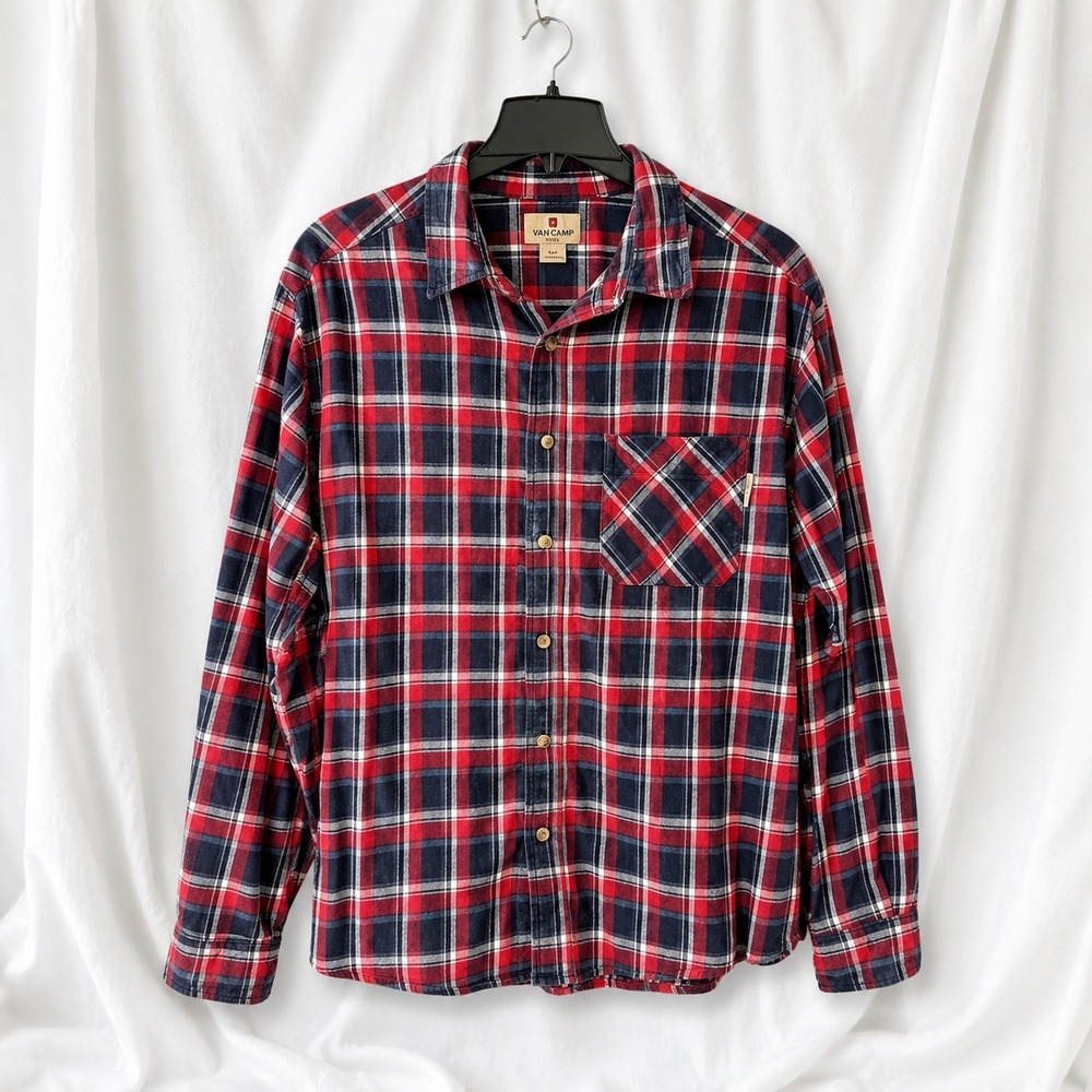 Woolrich Mens XL Flannel‎ Shirt Red Blue Plaid Vintage Y2K Outdoors Workwear
